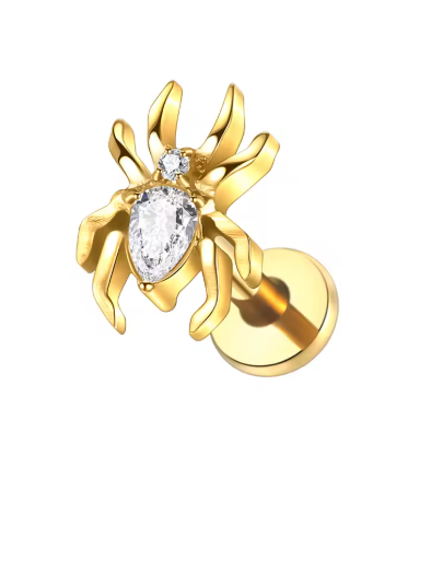 Titanium Labret CZ Spider Stud