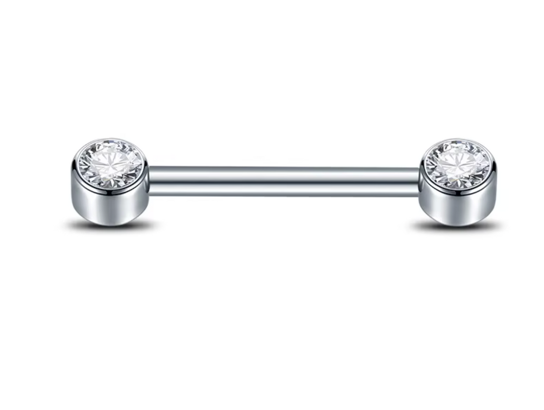 Titanium Forward Facing Double Jewelled Disc Barbell