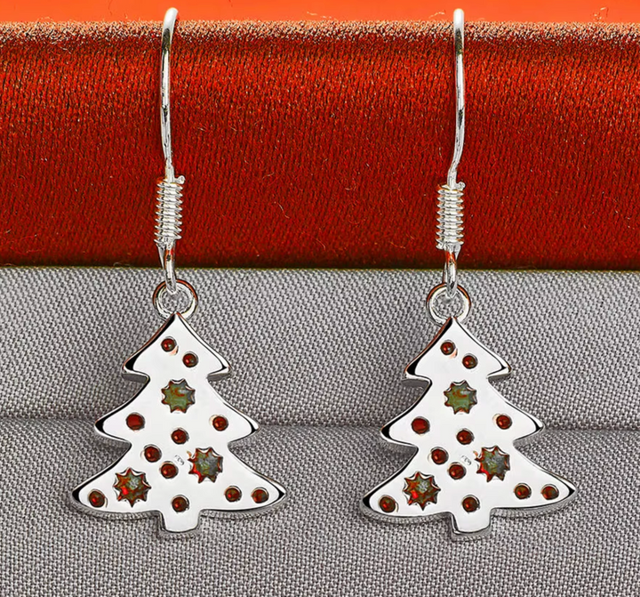 Sterling Silver Petit Christmas Tree Drop Earrings