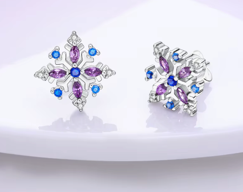 Stunning Snow Flake Silver Plated Ear Suds