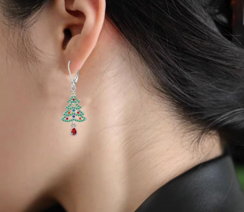 Christmas Tree Hanging Earrings