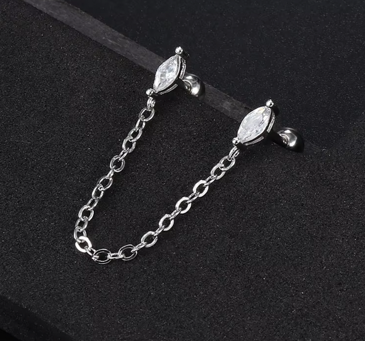 Chain Link CZ Ball Back Stud