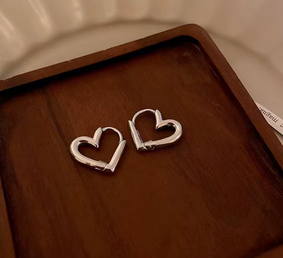 Sterling Silver Heart Clicker Earrings
