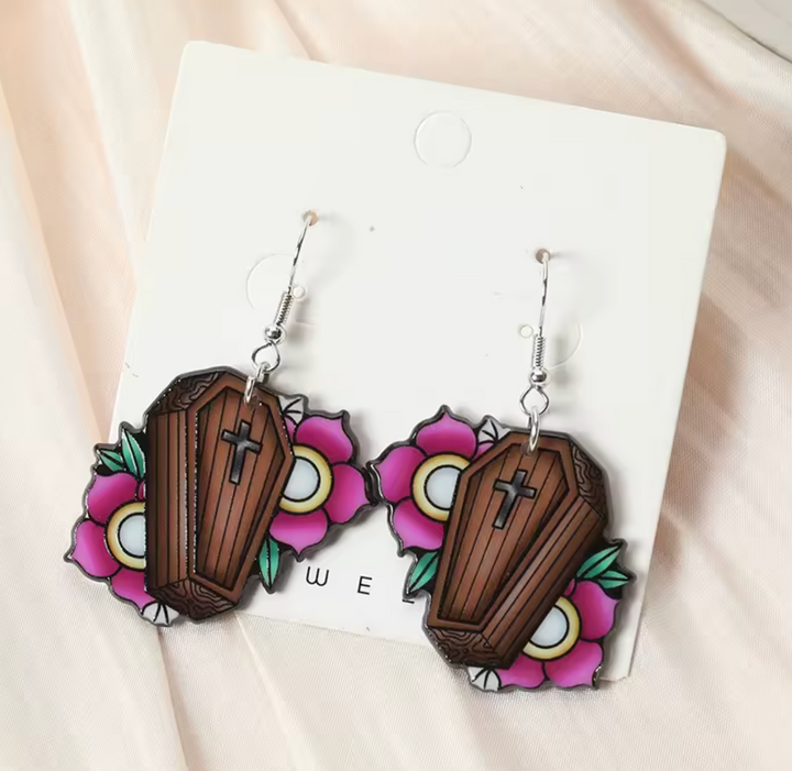 Gothic Coffin Drop Earrings