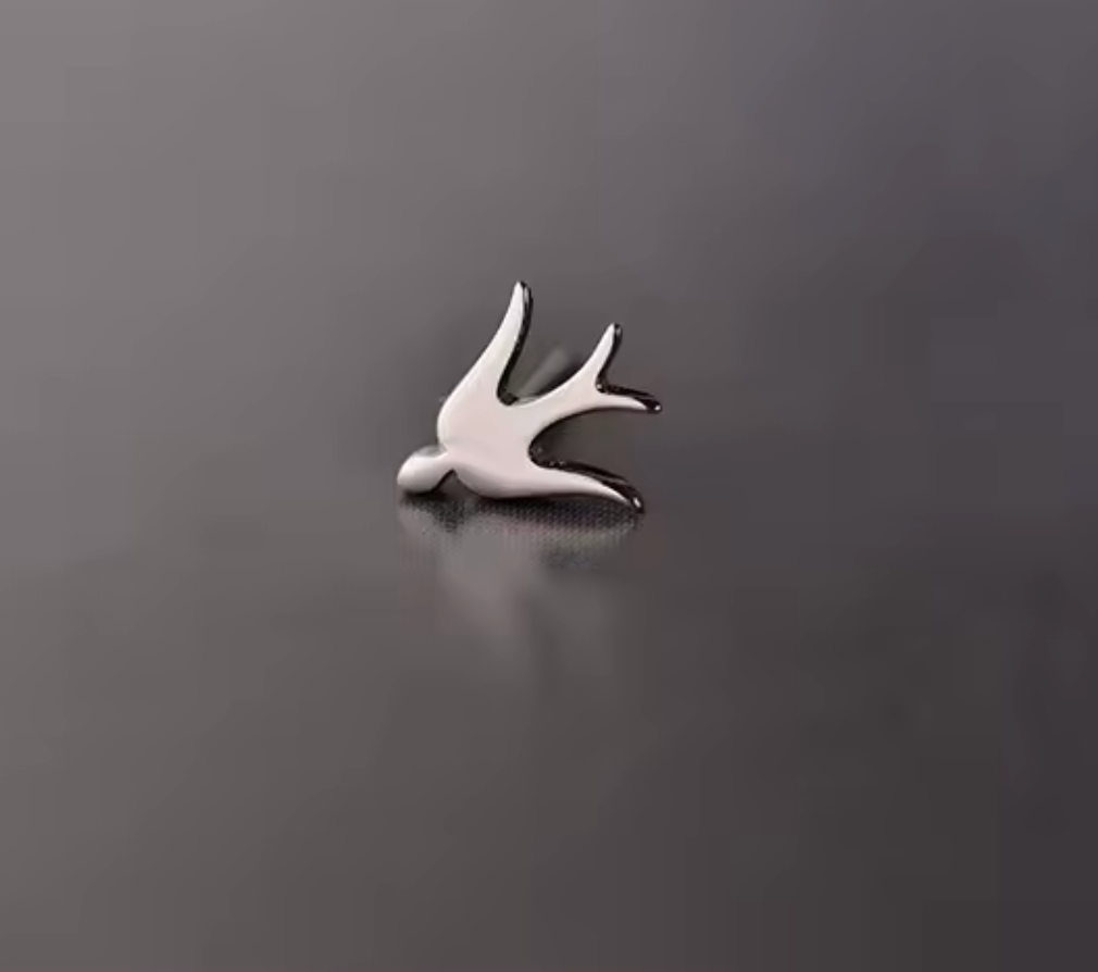 Sterling Silver Small Swallow Stud Earrings