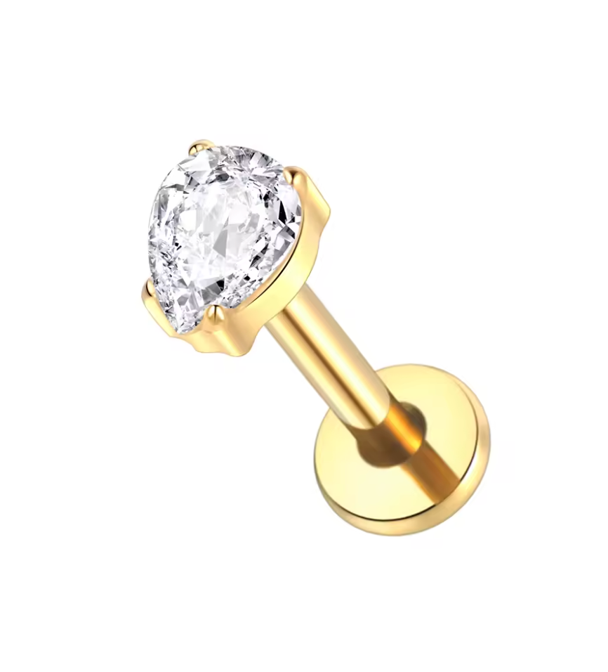 Titanium Flat backed CZ Internally Threaded Stud