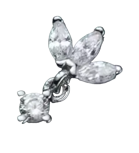 Stainless Steel Three Point CZ Drop Ball Back Stud