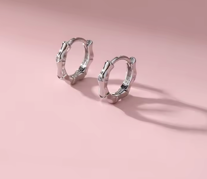 925 Sterling  Silver Bamboo Minimalist Earrings