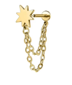 Stainless Steel Star Burst Dangling Link Chain