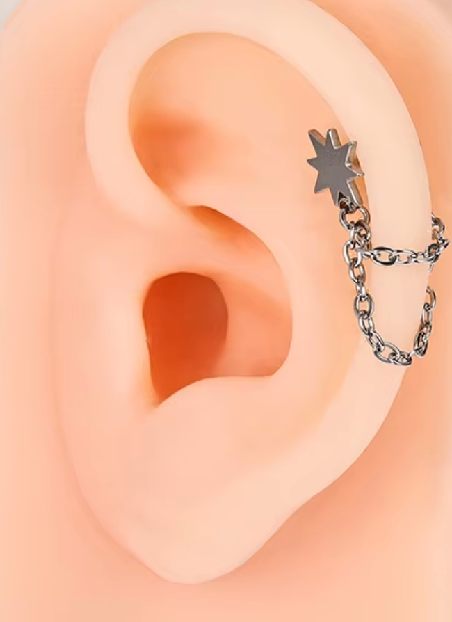 Stainless Steel Star Burst Dangling Link Chain
