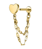 Stainless Steel Push Fit chain Linked Heart Stud