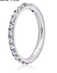 Titanium Small Clicker Side CZ Hoop