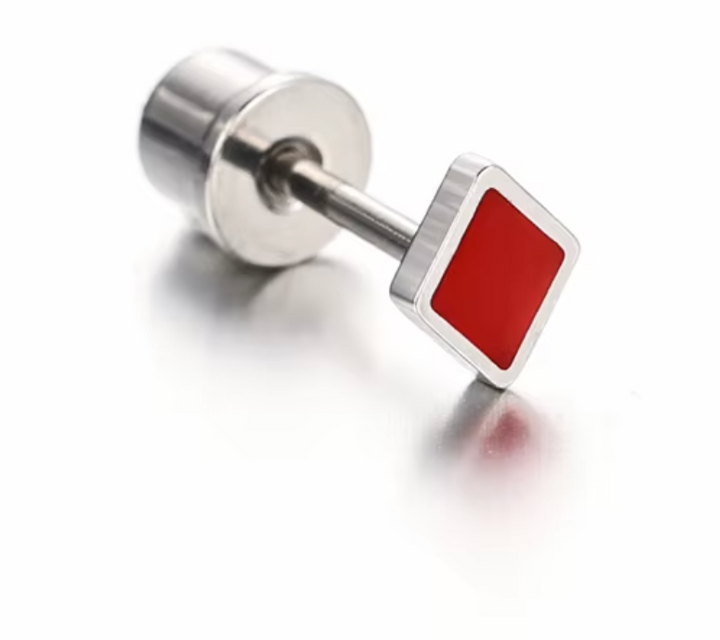 Stainless Steel Small Card Suit Stud