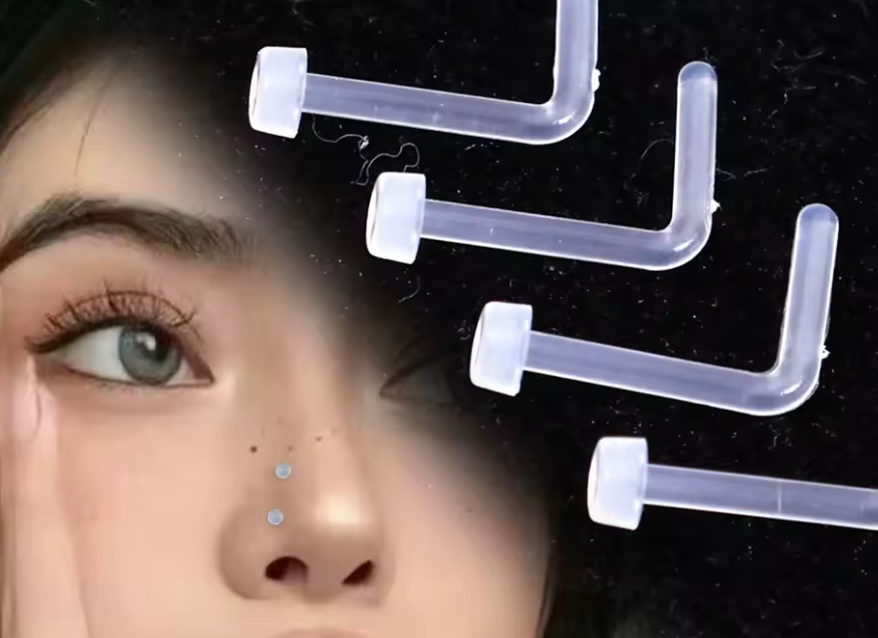 Invisible Acrylic  L Shape Nose Stud