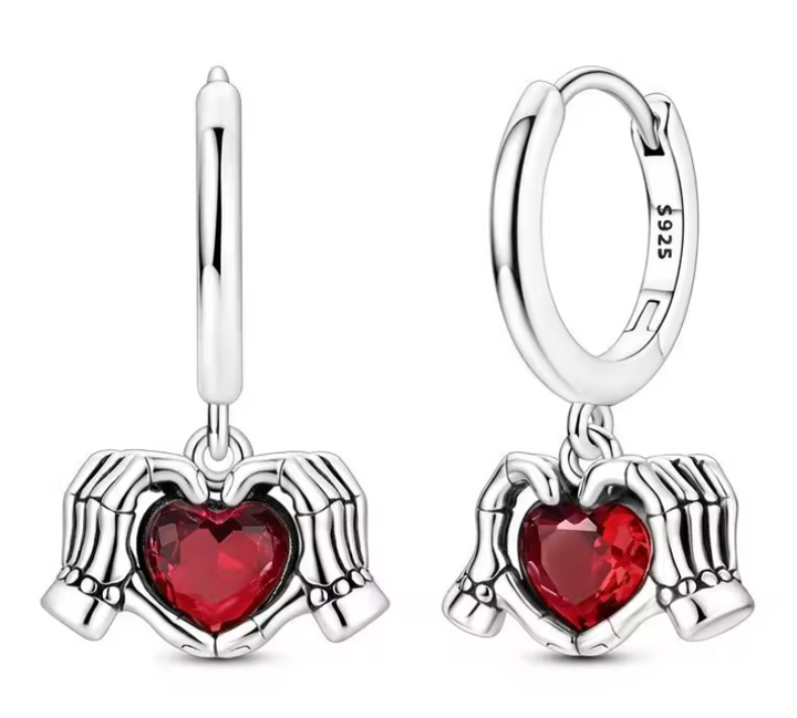 Sterling Silver Clasping Heart Clicker Earrings