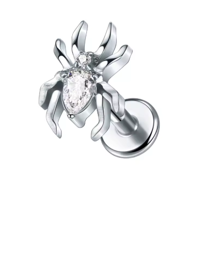Titanium Labret CZ Spider Stud