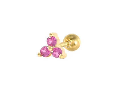 Ball Back CZ Triangle Stud