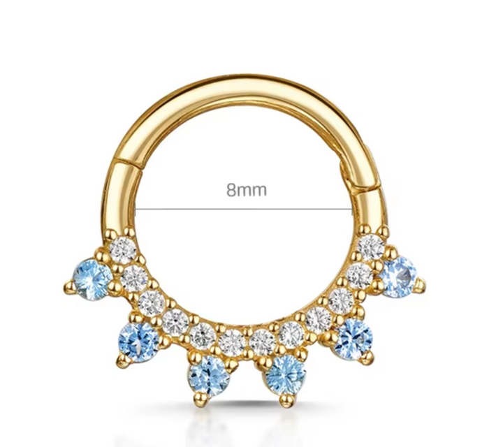 Sterling Silver Moon Burst CZ Septum/Daith Clicker Ring