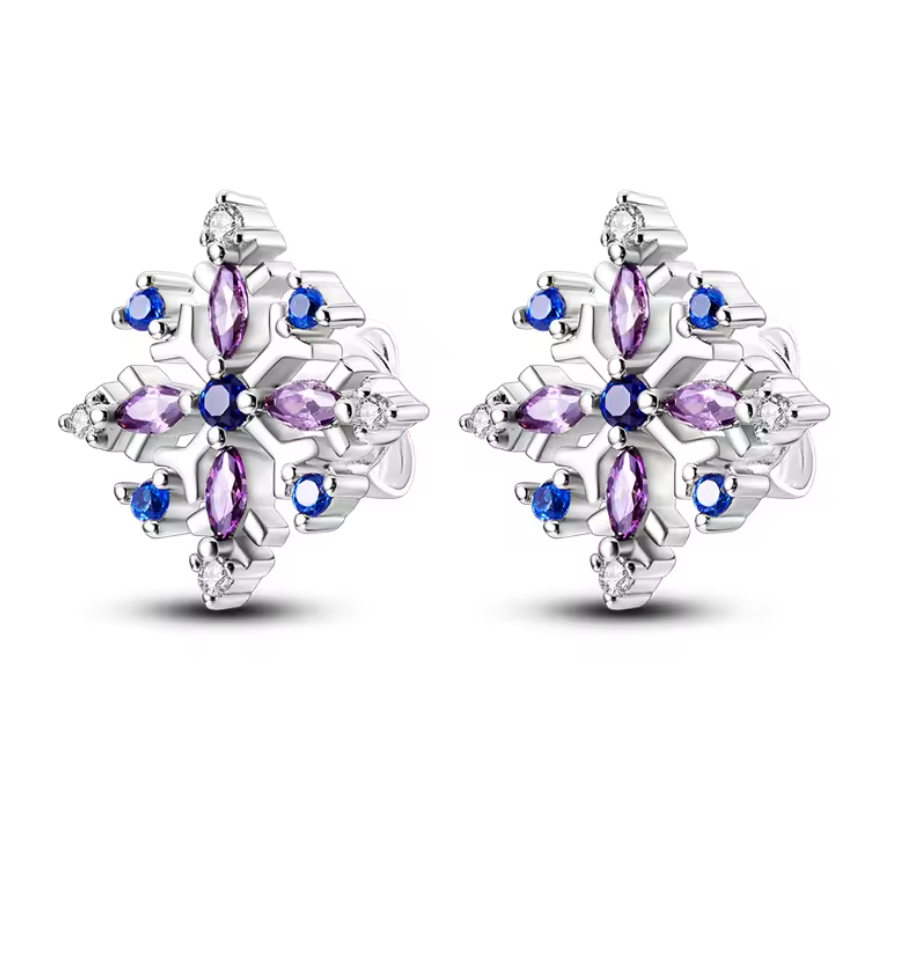 Stunning Snow Flake Silver Plated Ear Suds