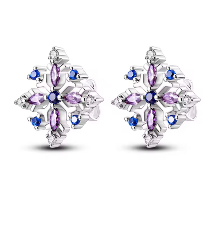 Stunning Snow Flake Silver Plated Ear Suds