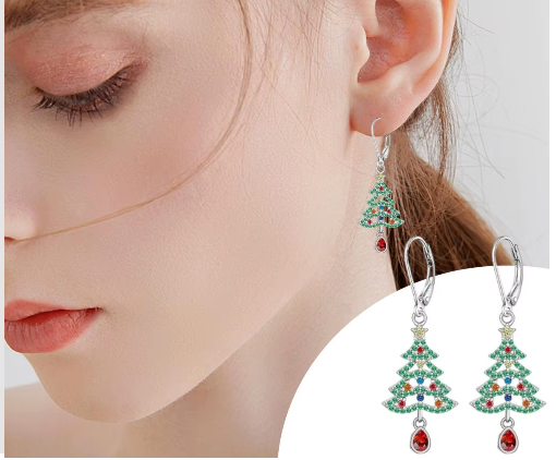 Christmas Tree Hanging Earrings