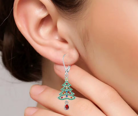 Christmas Tree Hanging Earrings