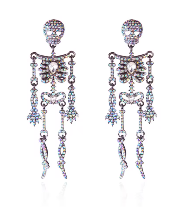 Rhinestone Skeleton Drop Earrings