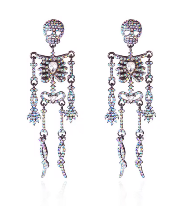 Rhinestone Skeleton Drop Earrings
