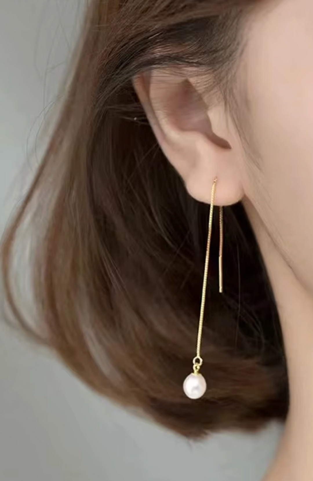 Faux Pearl Sterling Silver Long Drop Tassel Earrings