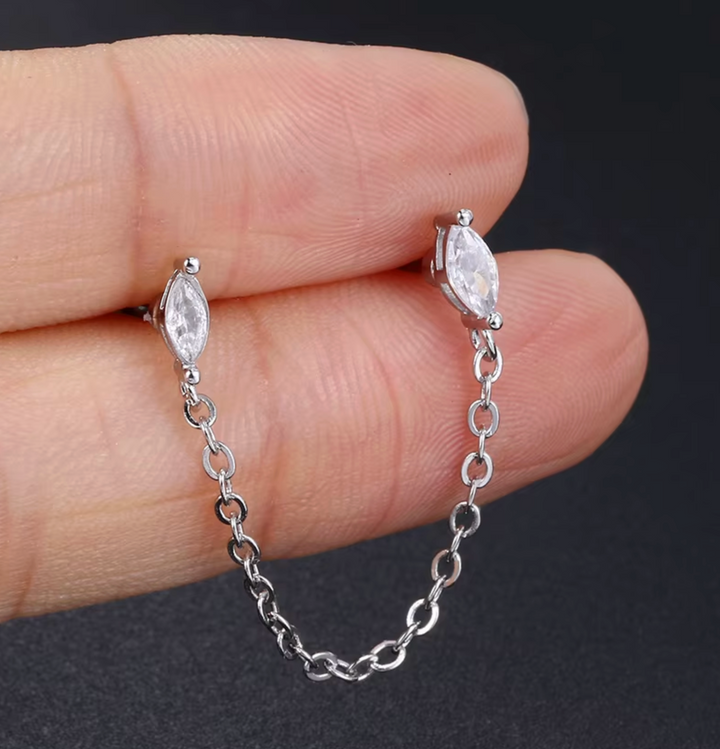 Chain Link CZ Ball Back Stud