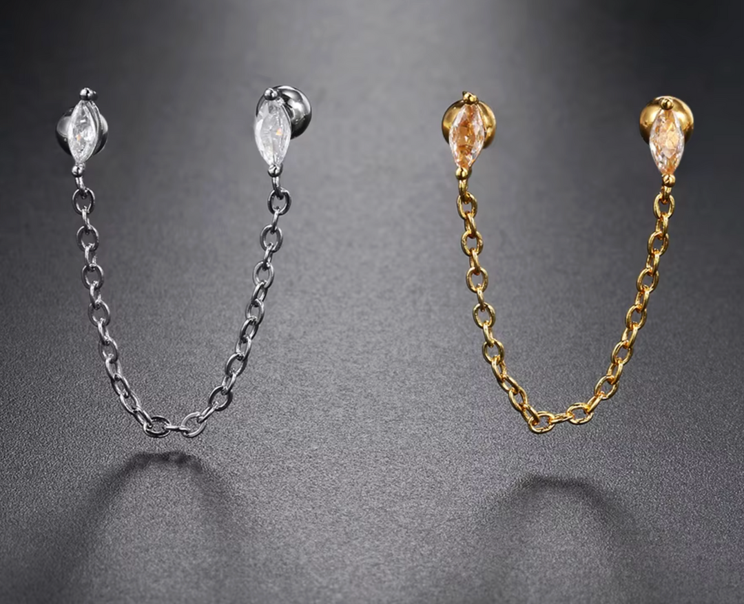 Chain Link CZ Ball Back Stud