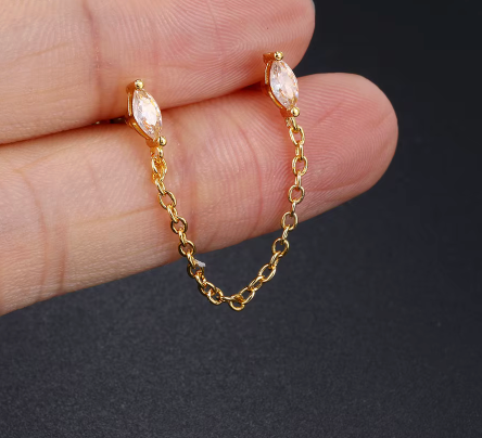 Chain Link CZ Ball Back Stud
