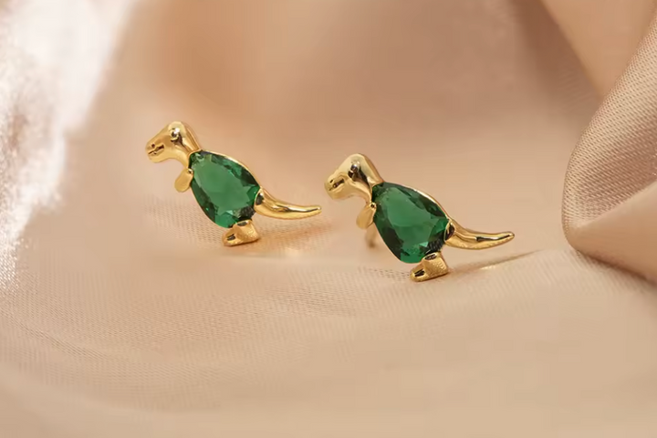 Sterling Silver Cute Dinosaur Stud Earrings