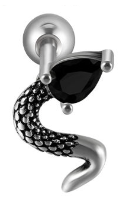 Stainless Steel CZ Serpent Ball Back Stud