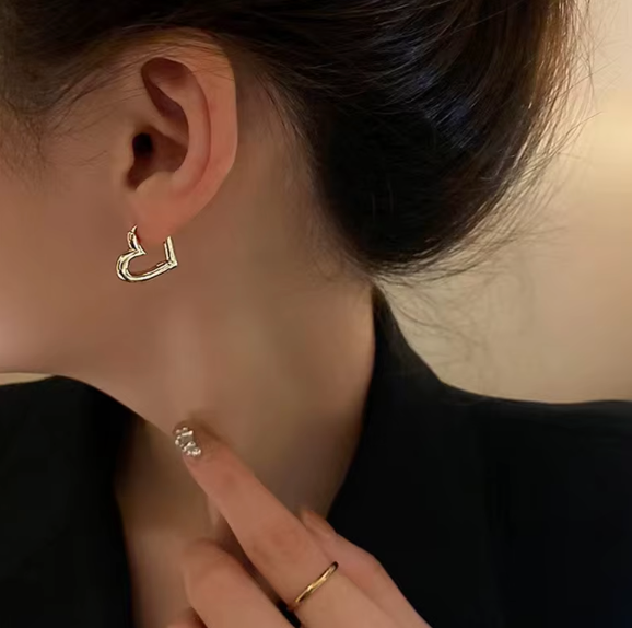 Sterling Silver Heart Clicker Earrings