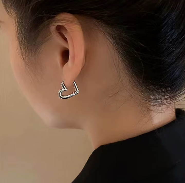 Sterling Silver Heart Clicker Earrings