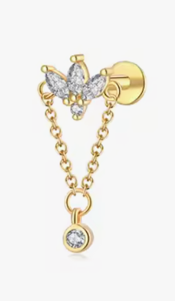 Hideaway Flower And Chain Labret Stud