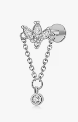 Hideaway Flower And Chain Labret Stud