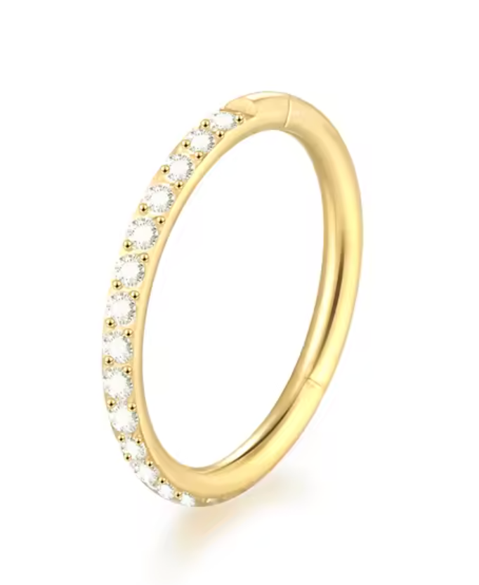 Titanium Small Clicker Side CZ Hoop