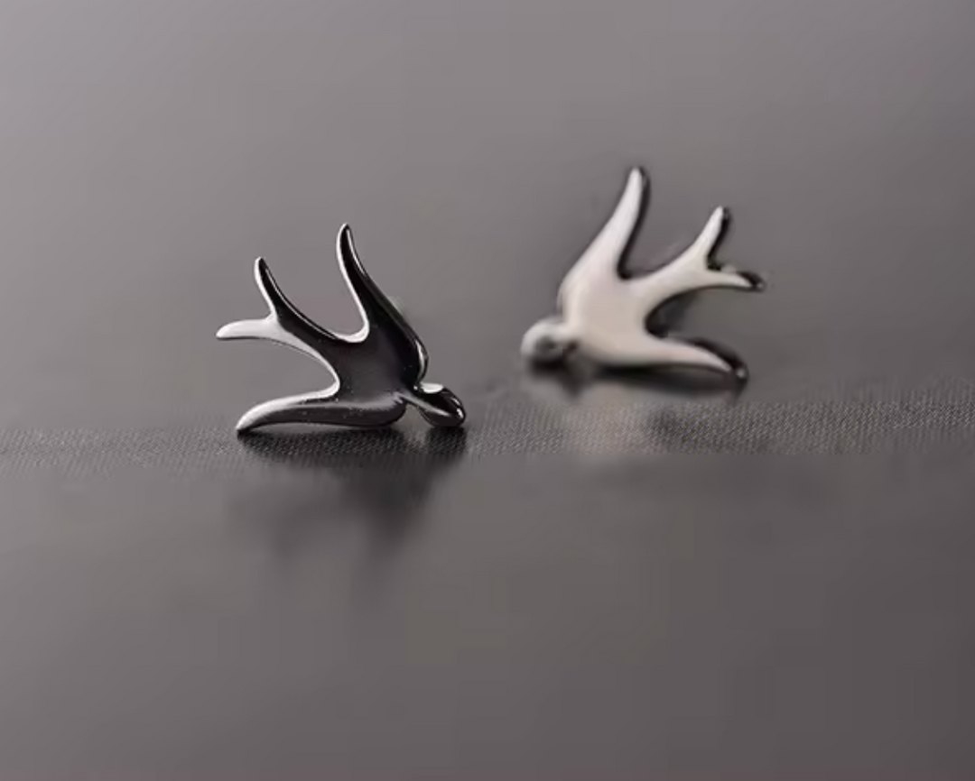 Sterling Silver Small Swallow Stud Earrings