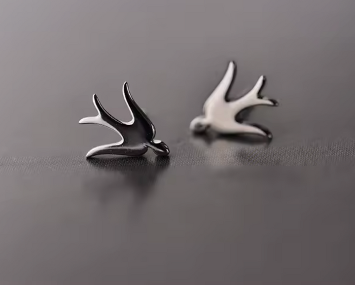 Sterling Silver Small Swallow Stud Earrings