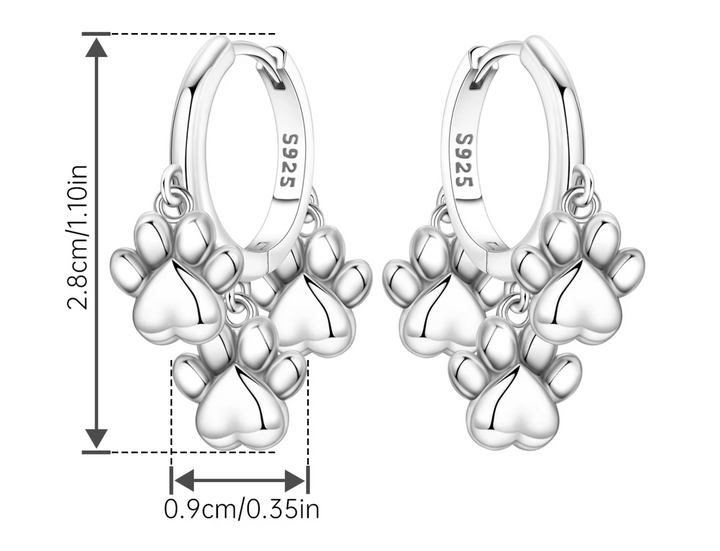 Sterling Silver Paw Hoop Clicker Earrings