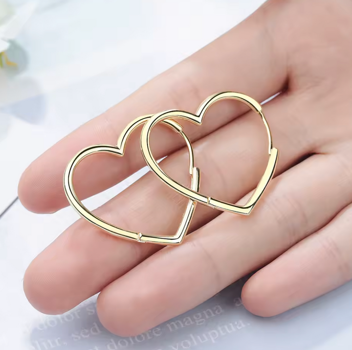Sterling Silver Large Loved Heart Clicker Hoops