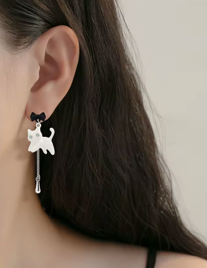 Cute Cat Ear Drop Studs.