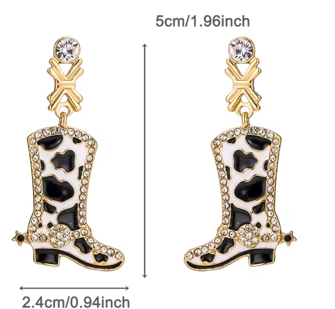 Cowgirl Patterned Drop Ear Studs