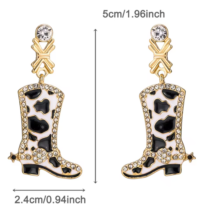 Cowgirl Patterned Drop Ear Studs