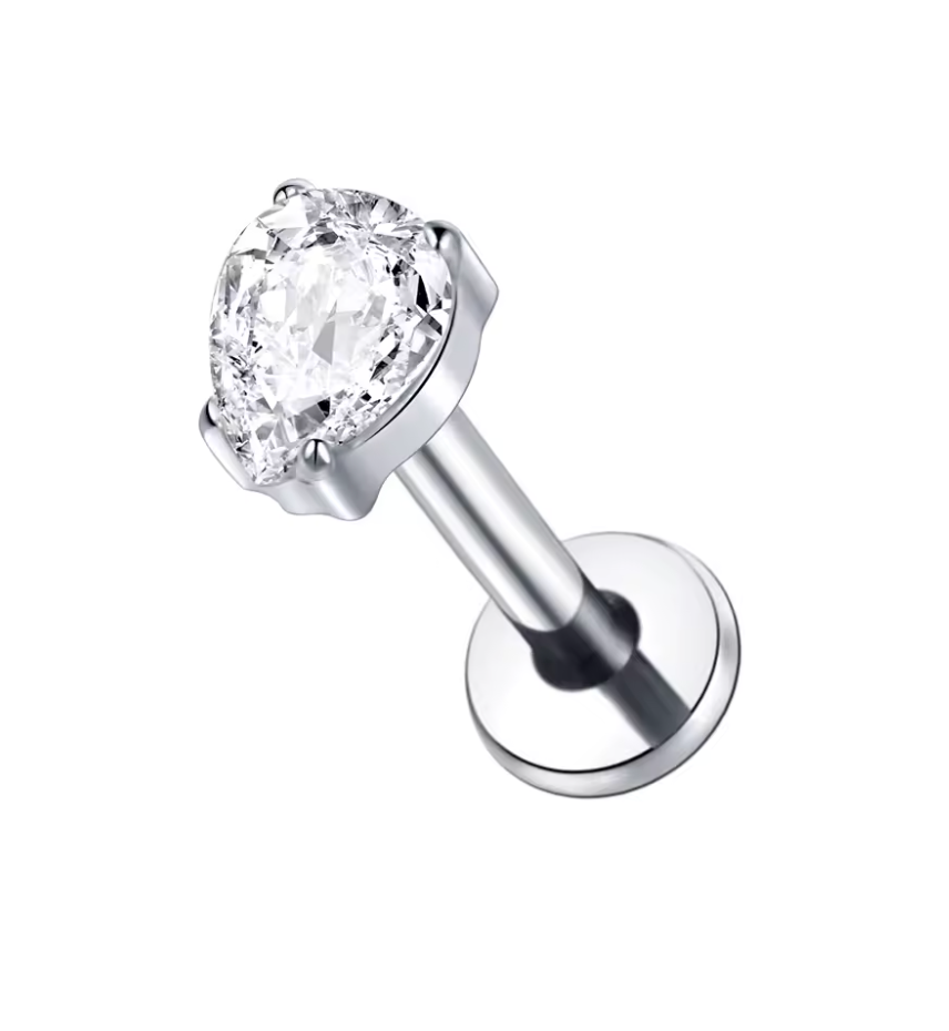 Titanium Flat backed CZ Internally Threaded Stud