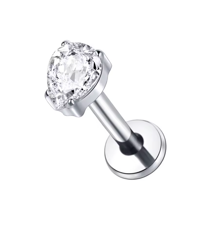 Titanium Flat backed CZ Internally Threaded Stud