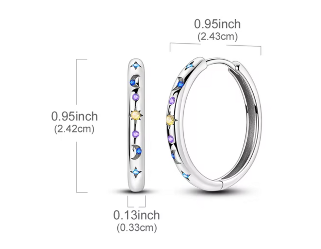 Sterling Silver Astral Hoop Clicker Earrings.