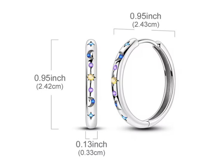 Sterling Silver Astral Hoop Clicker Earrings.
